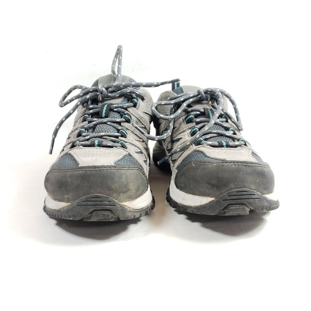 Columbia Womens Size 9 Hiking Trail Shoes Gray Suede Blue Mesh Lightweight - Picture 6 of 9